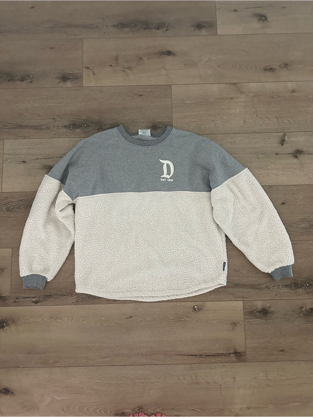 Disneyland Spirit Jersey Sherpa Pullover Gray Cream Cozy